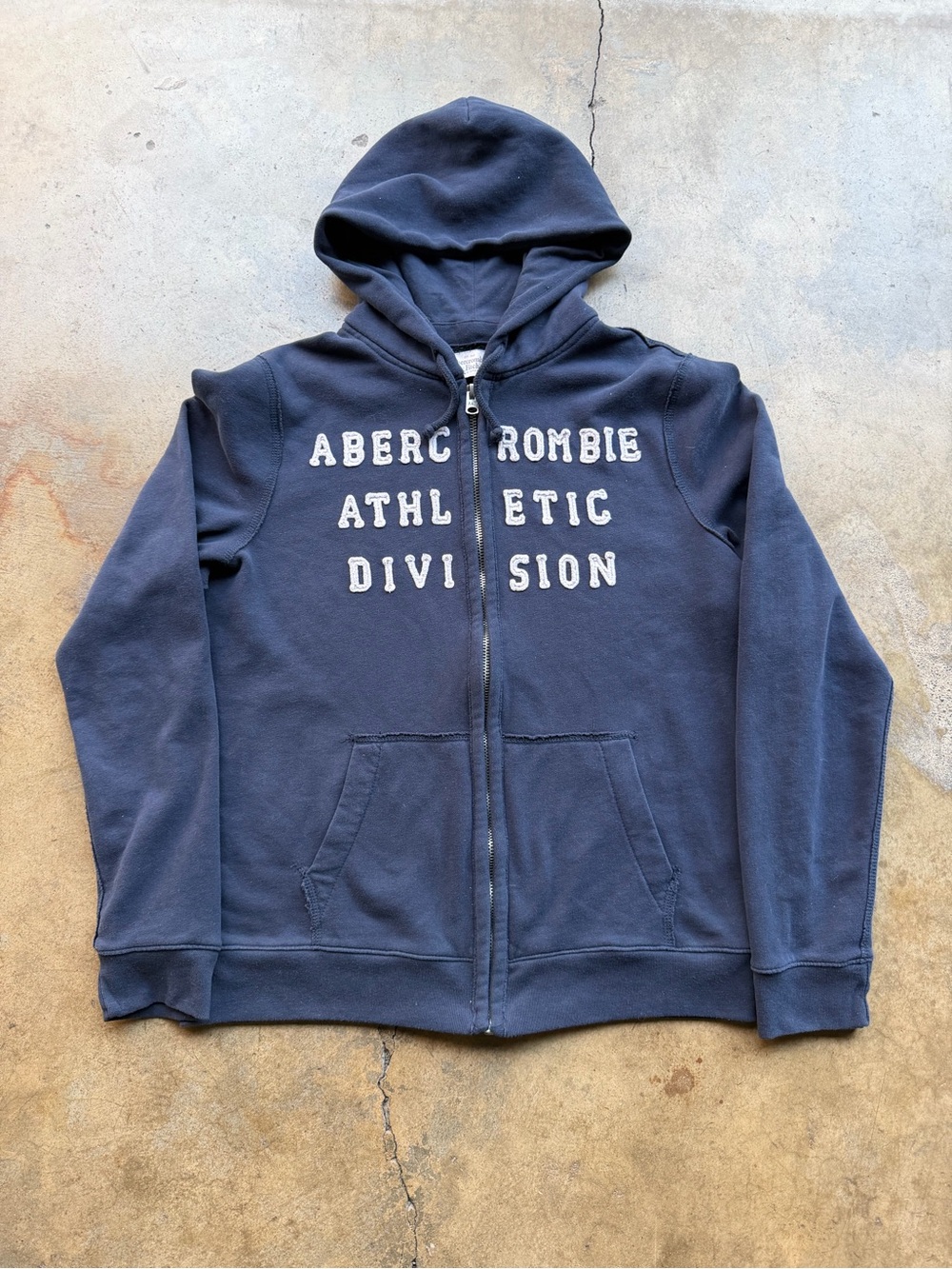 Abercrombie & Fitch Navy Zip-Up Hoodie with White Lettering